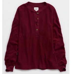 AERIE SHERPA HENLEY SWEATSHIRT